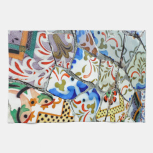 Paño De Cocina Tejas de mosaico de Guell del parque de Gaudi