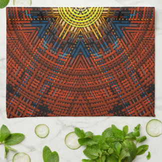 Paño De Cocina Tejer Mandala Naranja Amarillo y Azul