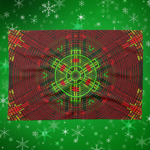 Paño De Cocina Tejer Mandala rojo y verde