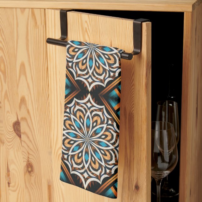 Paño De Cocina Tejido de Mandala de Flor (Pliegue de tercios)