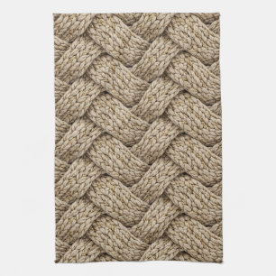 Paño De Cocina Tejido de punto de hilo trenzado – Beige cálido