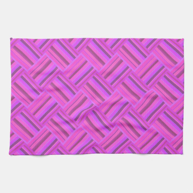 Paño De Cocina Tejido de rayas rosadas diagonal patrón (Horizontal)