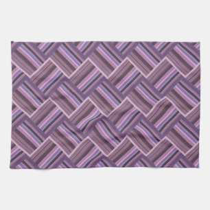 Paño De Cocina Tejido diagonal de rayas malvas