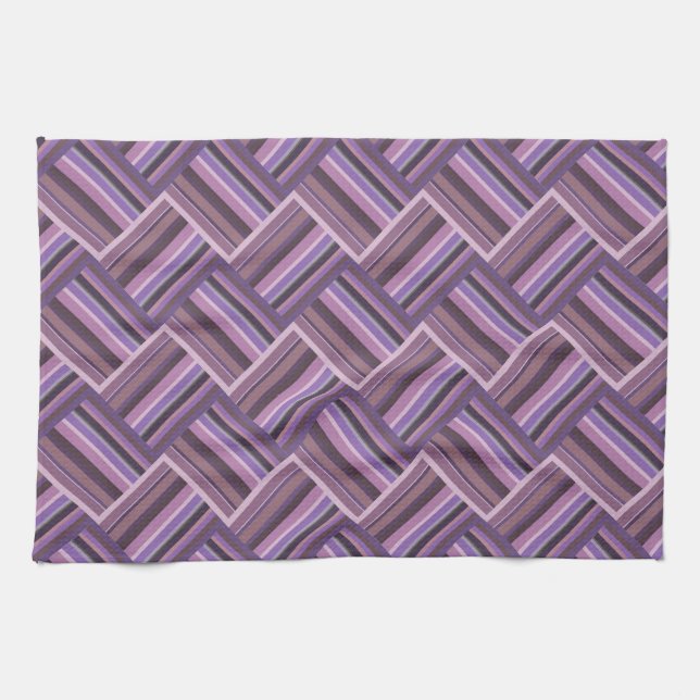 Paño De Cocina Tejido diagonal de rayas malvas (Horizontal)