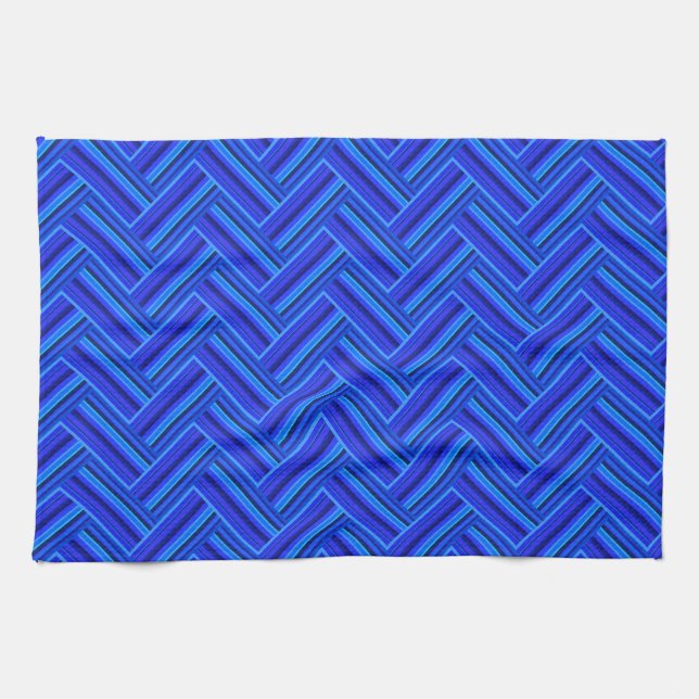 Paño De Cocina Tejidos de doble trama de franjas azules (Horizontal)