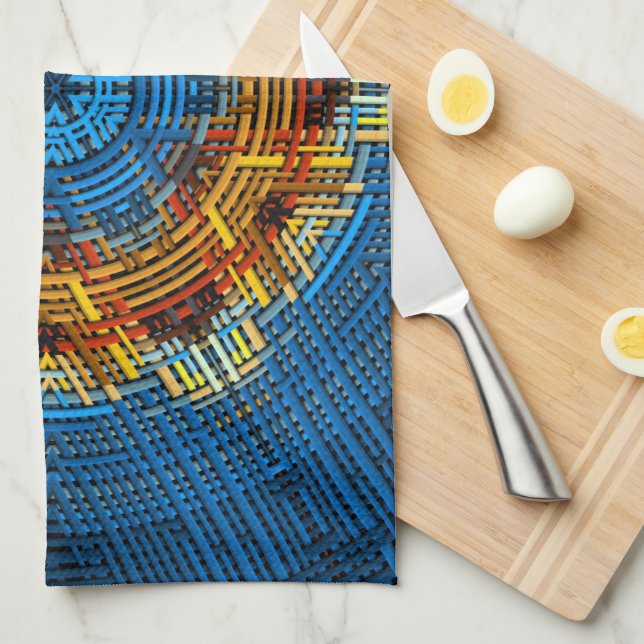 Paño De Cocina Tejidos Mandala amarillo azul y rojo (Doblado Cuarto)