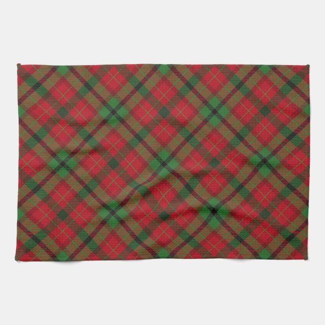 Paño De Cocina Tela escocesa de tartán roja verde rústica del día (Horizontal)