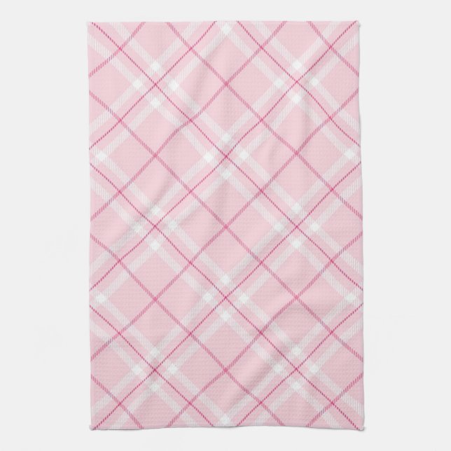 Paño De Cocina Tela escocesa rosa clara (Vertical)