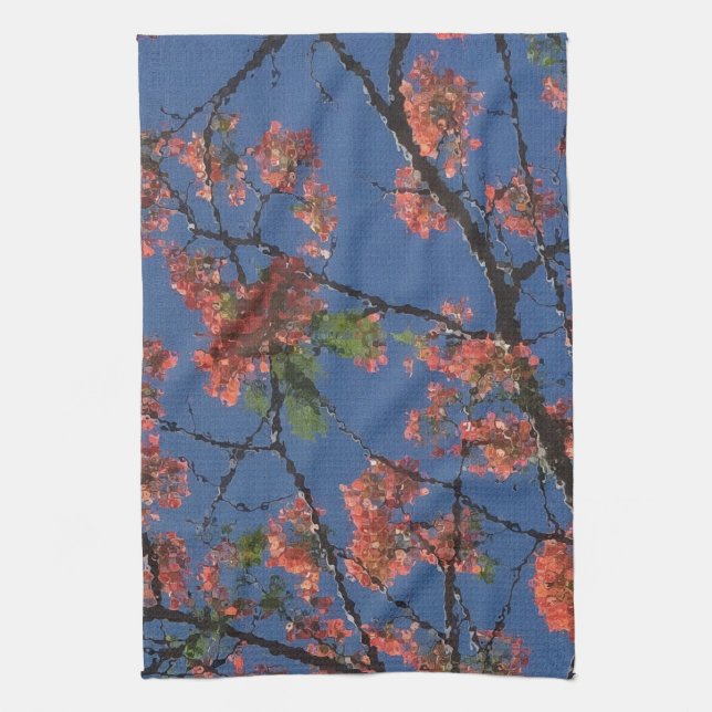 Paño De Cocina Tela floral, azul (Vertical)