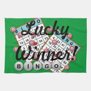Paño De Cocina Tema afortunado del bingo del ganador