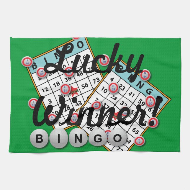 Paño De Cocina Tema afortunado del bingo del ganador (Horizontal)