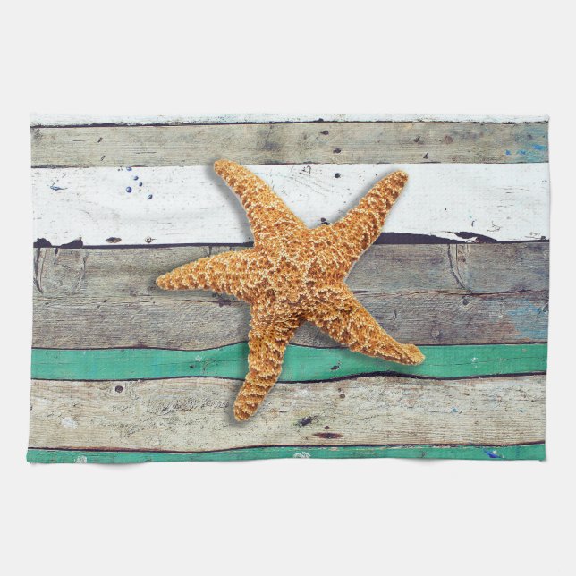 Paño De Cocina Tema de la playa Starfish Boda Rustic (Horizontal)