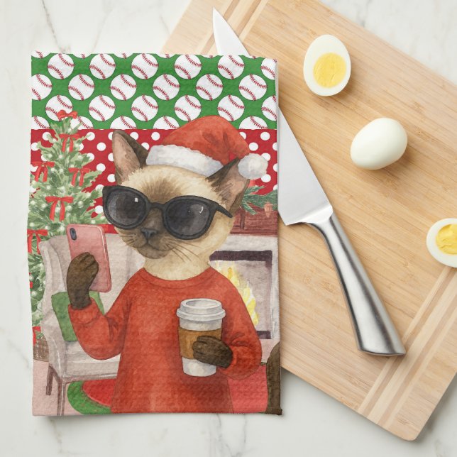 Paño De Cocina Tema de los Navidades de béisbol (Doblado Cuarto)