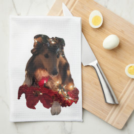 Paño De Cocina Tema de Navidad Sheltie