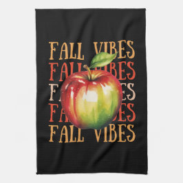 Paño De Cocina Tema de otoño mínimo | Cae Vibes Black