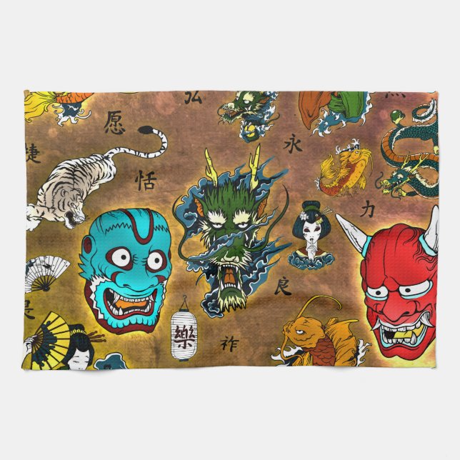 Paño De Cocina Tema japonés (Horizontal)