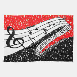 Paño De Cocina Tema musical rojo y negro