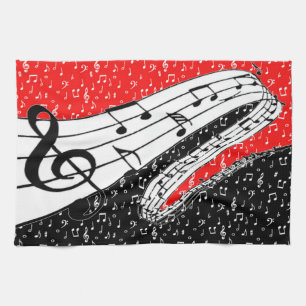 Paño De Cocina Tema musical rojo y negro