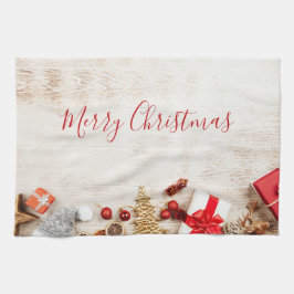 Paño De Cocina Temas de navidades en una pizarra de madera rústic