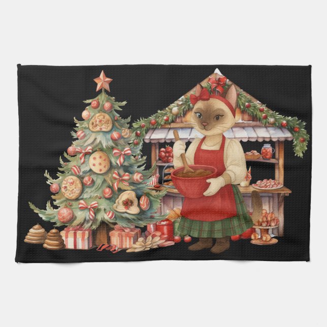Paño De Cocina Temática de Navidades de gatos en la Panadería (Horizontal)