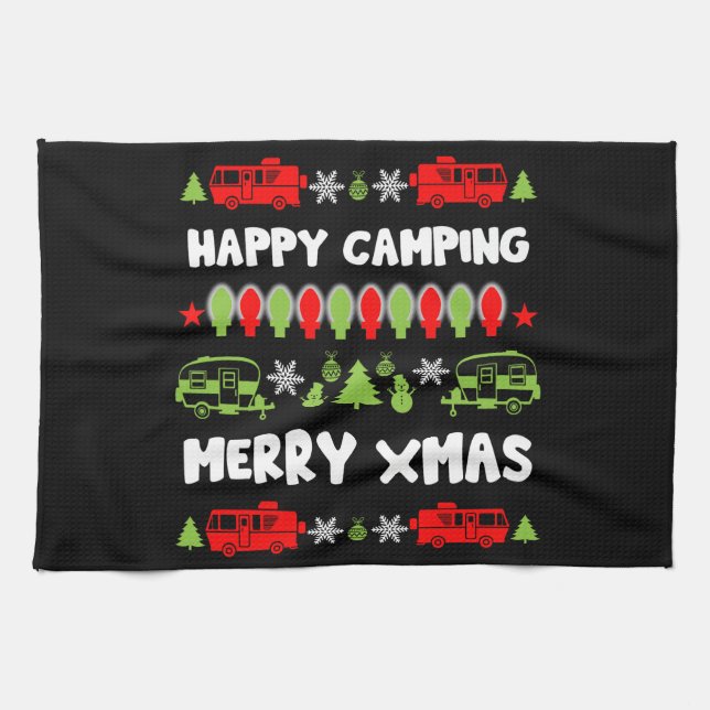 Paño De Cocina Temporada feliz de Navidades de Caravana (Horizontal)