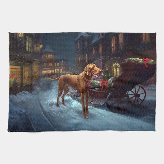 Paño De Cocina Temporada festiva de Navidades Vizsla (Horizontal)