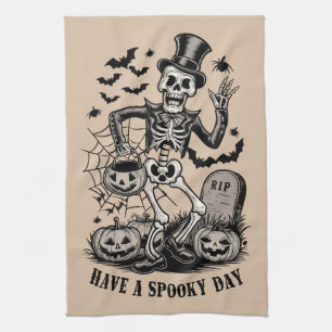 Paño De Cocina Ten un Día espeluznante Bruja de Halloween Esquele
