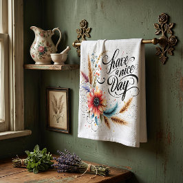 Paño De Cocina Tener un buen día floral