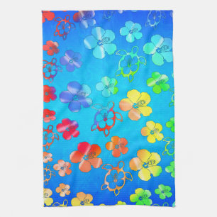 Paño De Cocina Teñido anudado Honu e hibisco