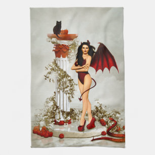 Paño De Cocina Tentación de la chica del diablo gótico