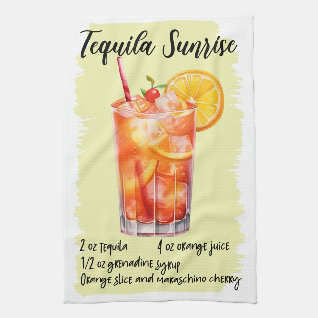 Paño De Cocina Tequila Sunrise Cocktail Receta (Vertical)