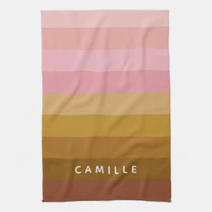 Paño De Cocina Terracota rosa cálida personalizada Bandas Boho