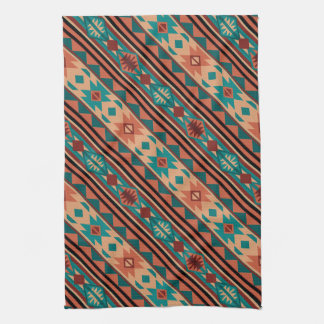 Paño De Cocina Terracota turquesa del patrón tribal del suroeste