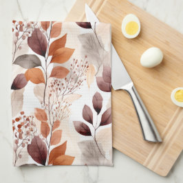 Paño De Cocina Terracota y hojas de otoño de Borgoña | Boho Autum