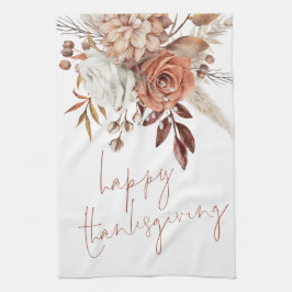 Paño De Cocina Terracotta Fall Florals Script Happy Thankending