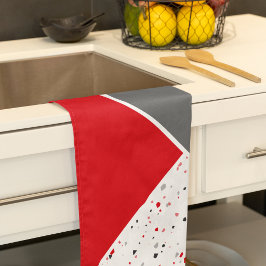 Paño De Cocina Terrazo geométrico de moda rojo y gris