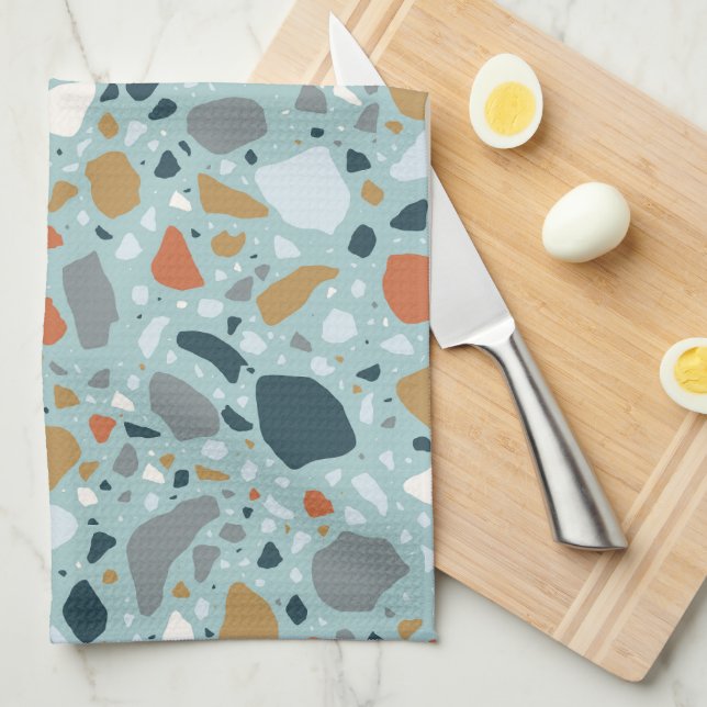 Paño De Cocina Terrazzo En Azul (Doblado Cuarto)