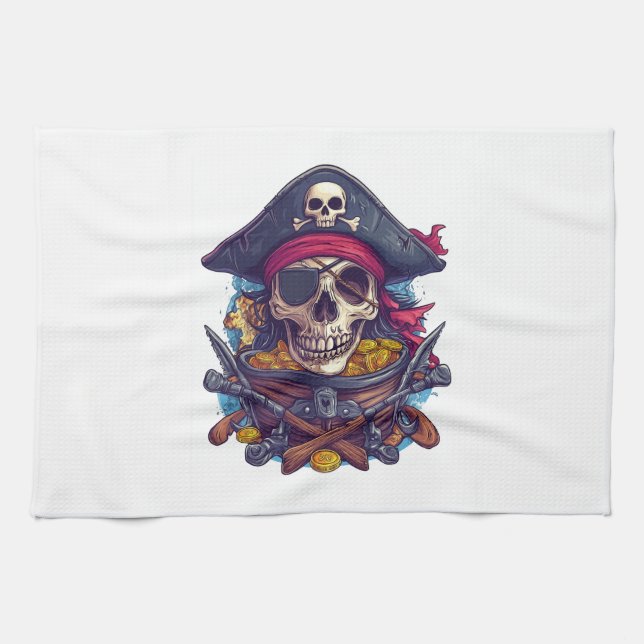 Paño De Cocina Tesoro de cráneo de pirata (Horizontal)