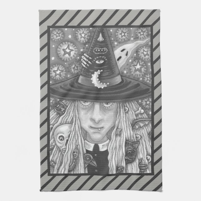 PAÑO DE COCINA TESTIGO DE CREMA MALO OJO HALLOWEEN GÓTICO COCINA  (Vertical)