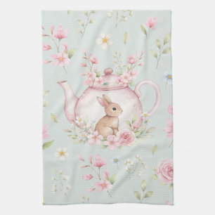 Paño De Cocina Tetera caprichosa de conejito Floral Primavera 