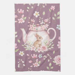 Paño De Cocina Tetera conejito caprichoso floral primavera