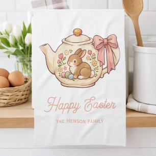 Paño De Cocina Tetera conejito Pascua Flores
