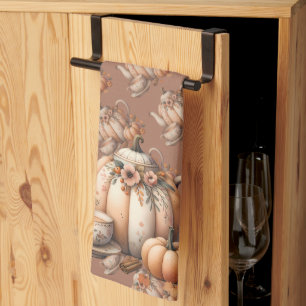 Paño De Cocina Tetera de calabaza con Ilustracion de las flores o