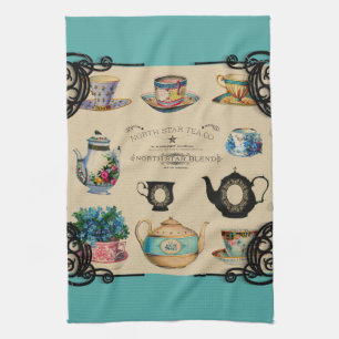 Paño De Cocina Tetera de época y té