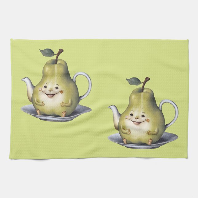 Paño De Cocina Tetera de Pera Sonriente (Horizontal)