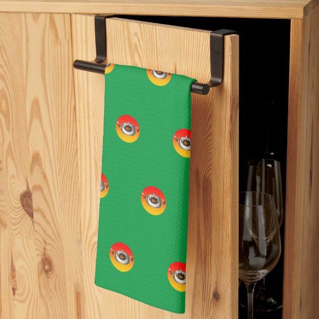 Paño De Cocina Tetera Verde de Cocina  (Pliegue de tercios)
