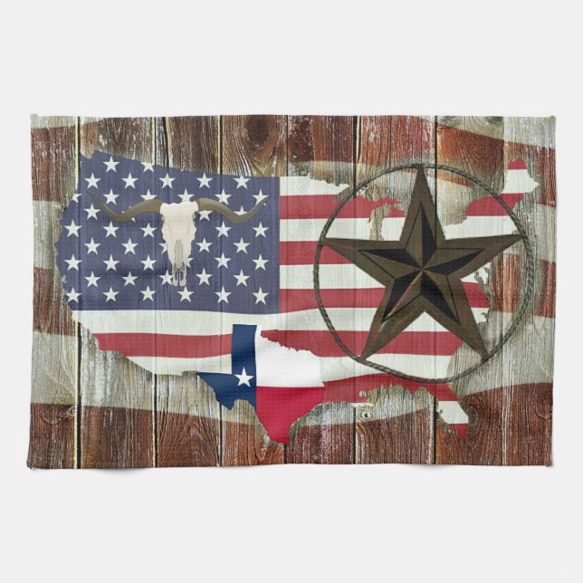 Paño De Cocina Texas Lone Star Texas Long Horn (Horizontal)