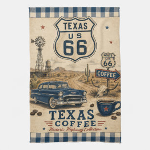 Paño De Cocina Texas Ruta 66 Coffee Ranch Americana