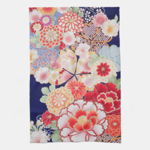 Paño De Cocina Textil, flor de KIMONO japonés