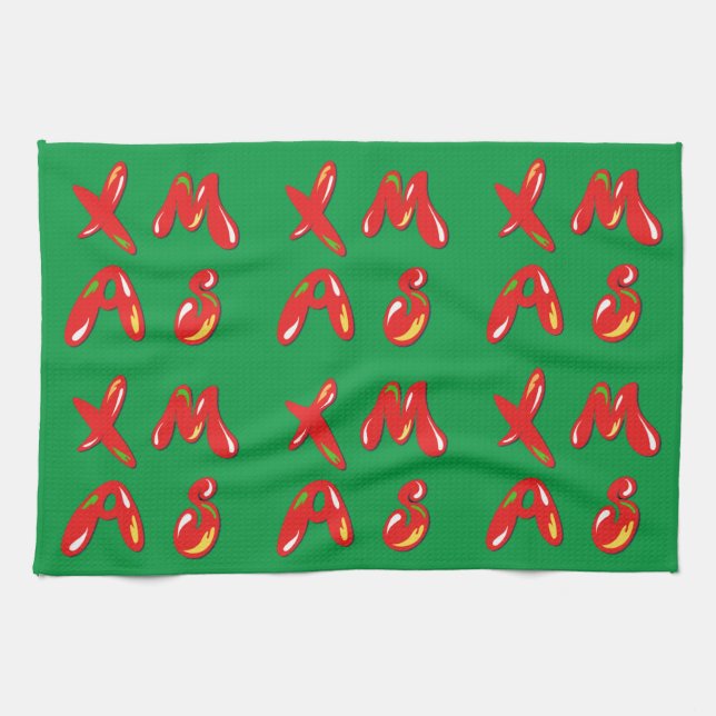 Paño De Cocina Texto de burbuja de navidad (Horizontal)